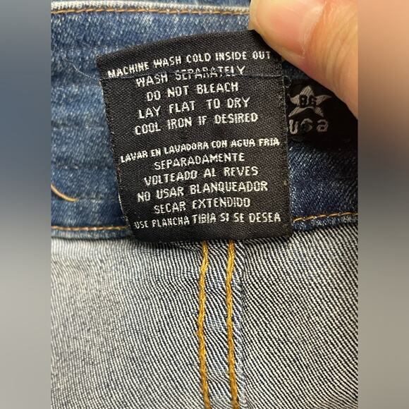 vtg Y2K 00s boho grunge western Bubblegum Long Maxi denim Skirt High Slit 5/6 - Picture 5 of 13